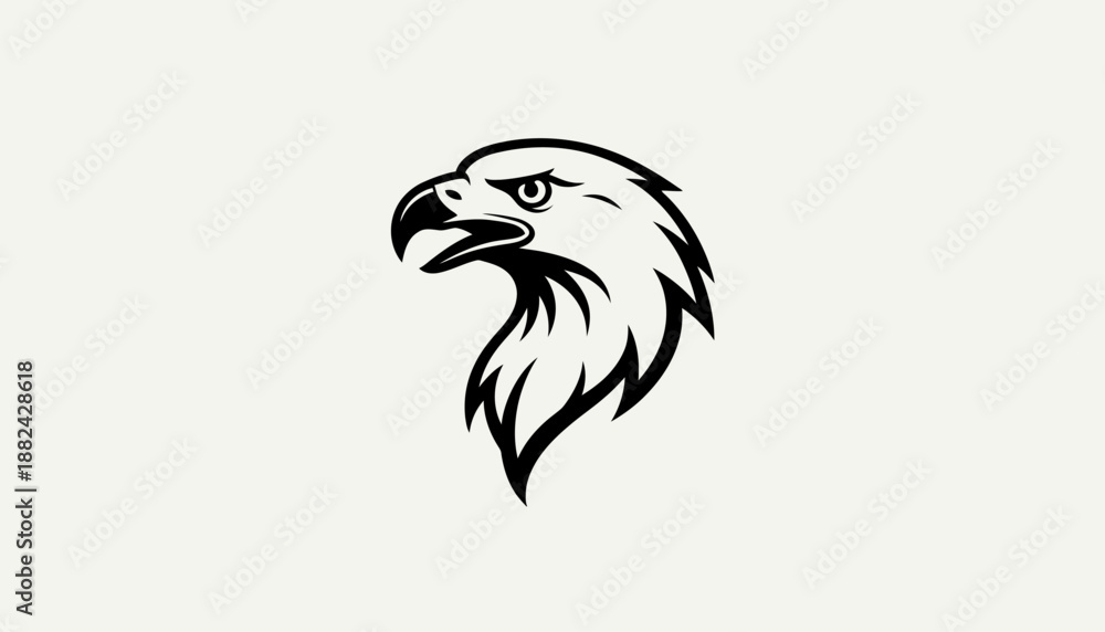 Fototapeta premium Close-up illustration of a proud eagle's head, showcasing its sharp beak and determined gaze, symbolizing freedom and strength in a graphic art style