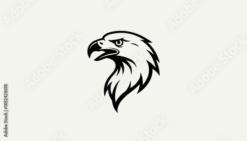 Close-up illustration of a proud eagle's head, showcasing its sharp beak and determined gaze, symbolizing freedom and strength in a graphic art style