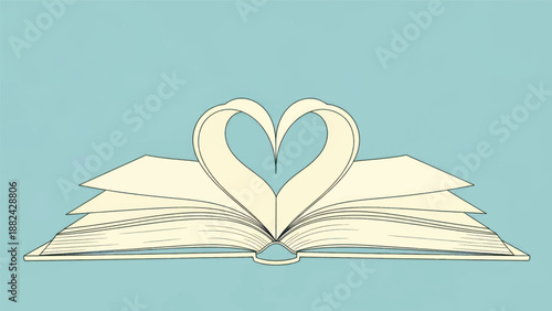 Heart Shaped Pages: An Open Book Symbolizing The Love of Reading, Imagination, and Leisure.