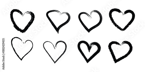 Hand Drawn Heart Doodle Icons Set