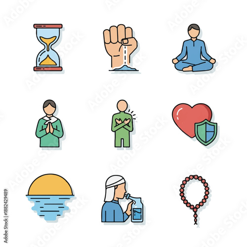 Collection of Meditation Prayer and Spiritual Symbols.