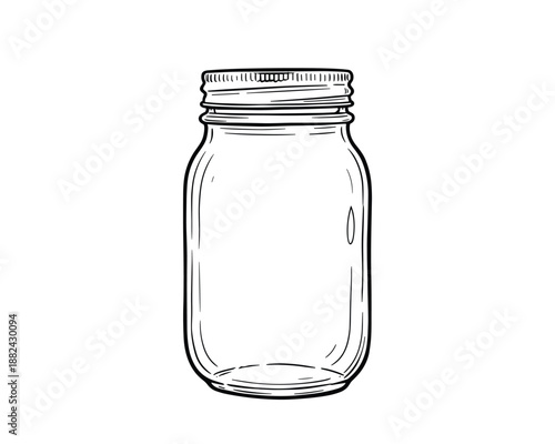 Detailed drawing of jar. Perfect for canning, preserving, food storage concepts