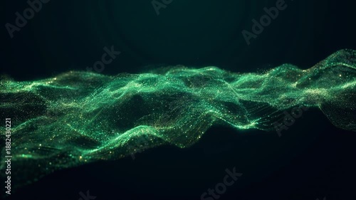Wallpaper Mural Abstract green wave with glowing particles in a dark background for technology and design projects Torontodigital.ca