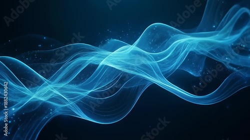 Wallpaper Mural Elegant blue abstract wave background with glowing particles for modern design projects Torontodigital.ca