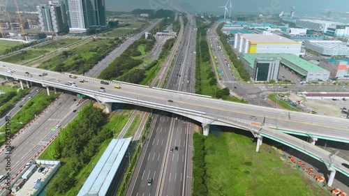 Aerial View of the Northern Incheon toll gate on the Incheon International Airport Expressway
