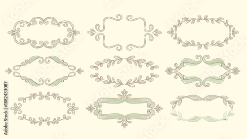 Ornate frames and decorative elements arranged in a grid pattern showcasing intricate designs and artistic flair