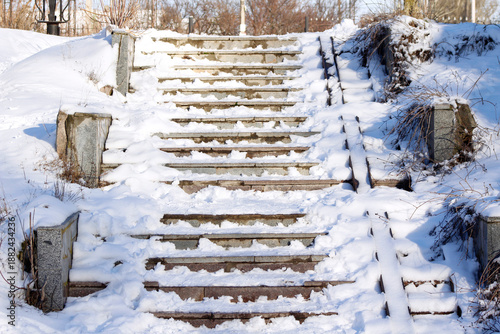 old stairs in the snow

