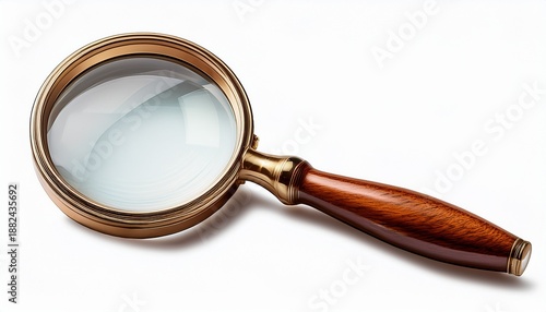 Classic Magnifying Glass With Wooden Handle Isolated On Transparent Background