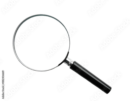 Magnifying Glass with Black Handle Isolated.