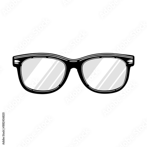 Glasses black silhouette art illustration on white background