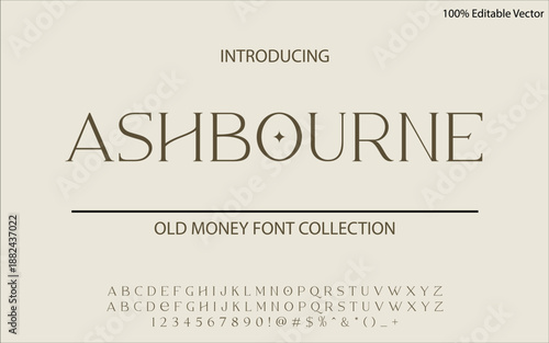 ASHBOURNE is a distinguished old money sans serif font built on balance, restraint, and heritage clarity. Its clean letterforms suit luxury branding, editorial design, corporate identity, upscale pack