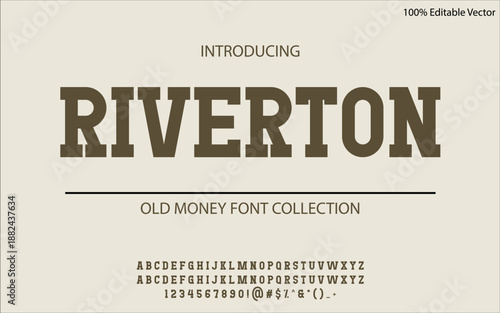 RIVERTON is a distinguished old money sans serif font built on balance, restraint, and heritage clarity. Its clean letterforms suit luxury branding, editorial design, corporate identity, upscale packa