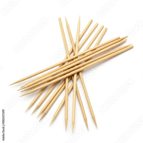 Wallpaper Mural A Cluster of Bamboo Skewers Arranged Artistically on a White Background, Perfect for Culinary and Crafting Uses in Various Creative Projects Torontodigital.ca