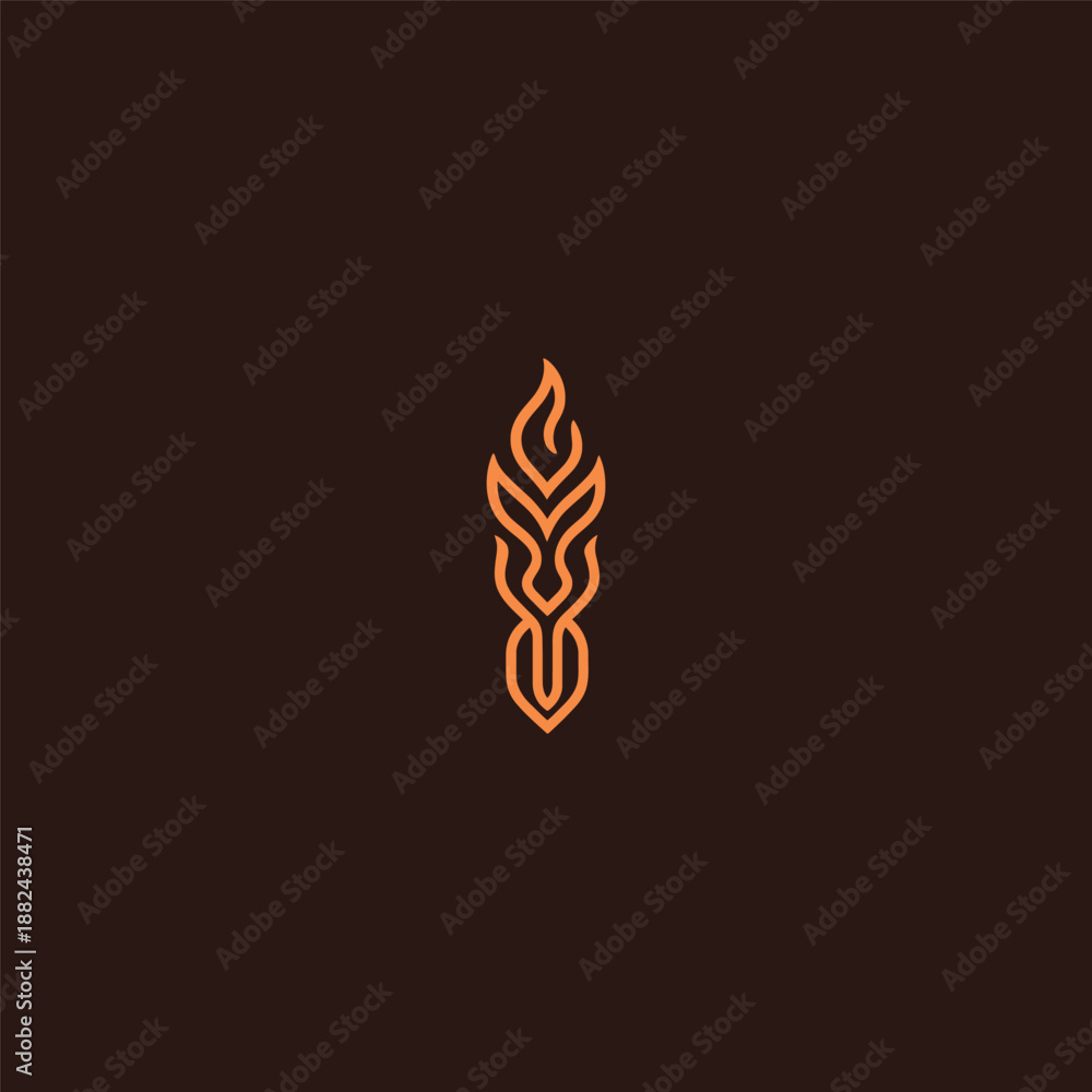 Obraz premium Abstract flame totem logo in symbolic and modern minimalist style.