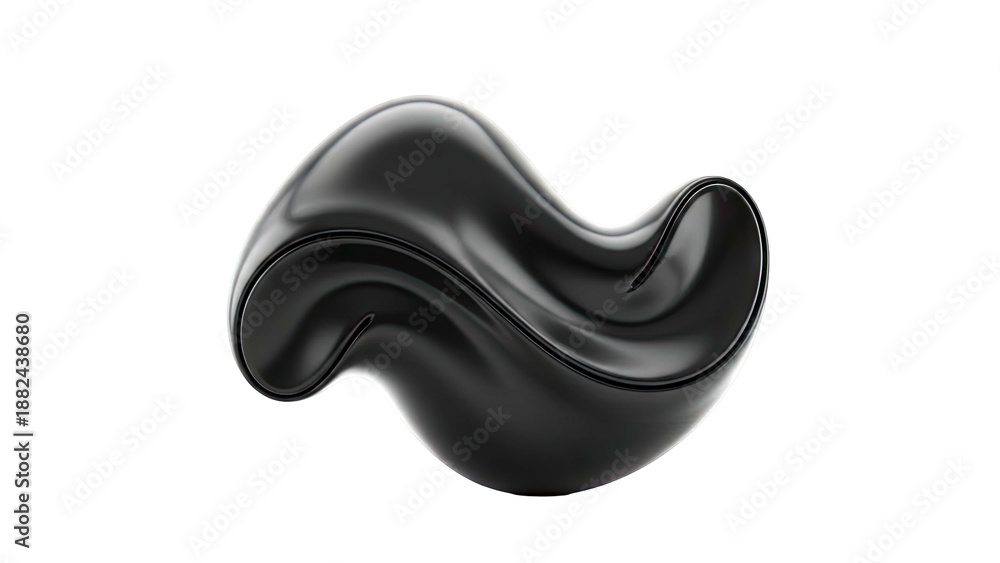 Obraz premium Glossy Black Abstract Shape on White Background