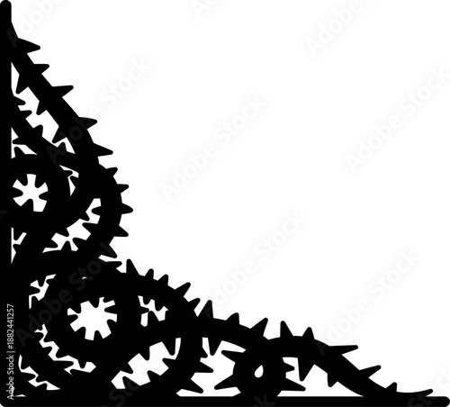 Thorn Vine Silhouette Corner Border Frame Background Decoration