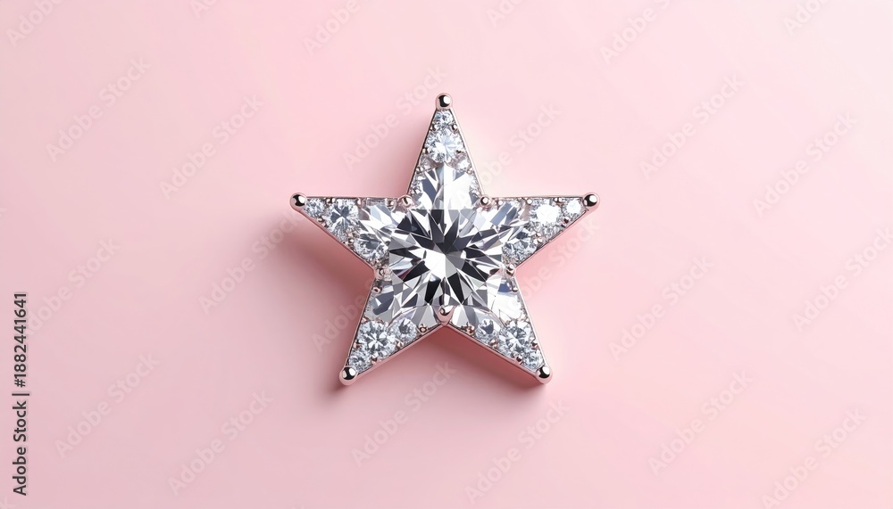 Obraz premium Jeweled star brooch on a soft pink background