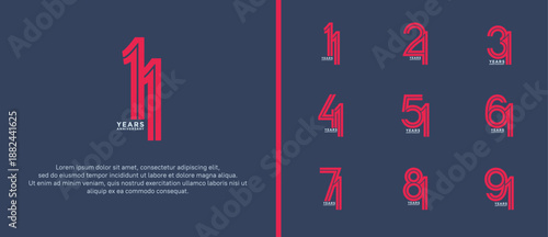 anniversary vector logo set, pink color can be use for celebration