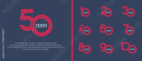 anniversary vector logo set, pink color can be use for celebration