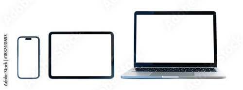 Wallpaper Mural Set of modern digital devices including smartphone, tablet, and laptop mockups isolated on transparent background. Torontodigital.ca