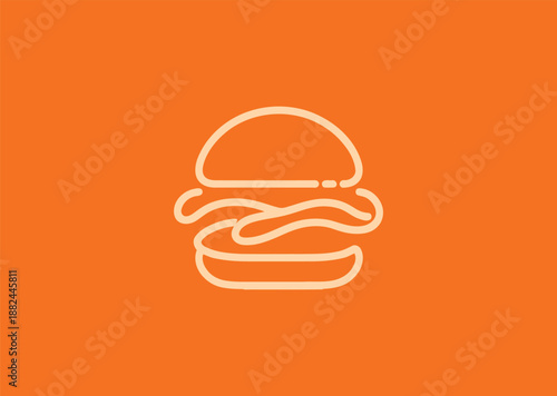Simple line burger logo for food, restaurant, or fast casual branding.