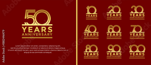 anniversary vector logo set, golden color can be use for celebration