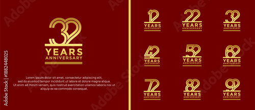 anniversary vector logo set, golden color can be use for celebration