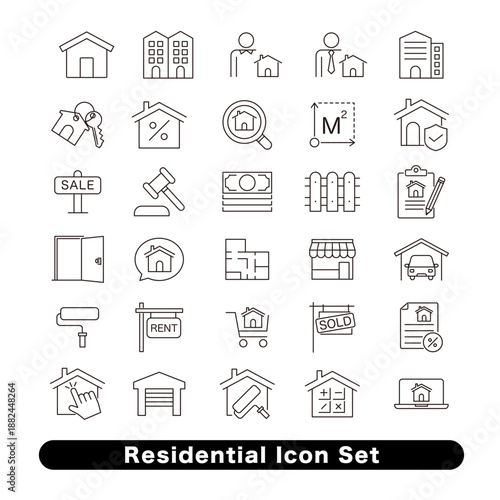 不動産・住宅・家のアイコンセット : 物件・暮らし素材