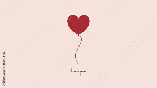 Minimalist Red Heart Balloon with 
