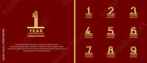 anniversary vector logo set, golden color can be use for celebration