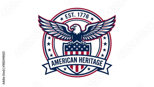 Patriotic American Heritage Eagle Emblem with Established 1776 Illustration