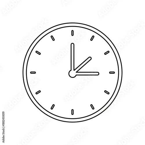 Minimalist Outline Clock Icon. Time, Schedule, Deadline, and Time Management Vector Symbol Isolated on White Background.