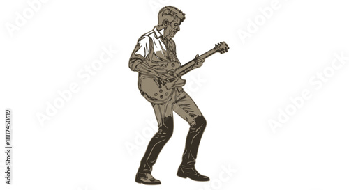 A skeleton playing an electric guitar