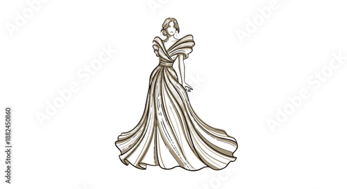 Elegant woman in a flowing evening gown
