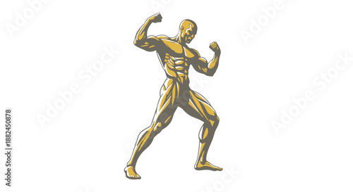 A muscular man in a powerful stance flexing his muscles