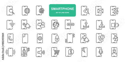 Smartphone Icons. Thin Line Symbol Elements Collection.