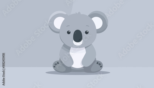 Cute Cartoon Koala Sitting and Looking Forward