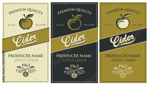 collection of different colors labels for apple cider