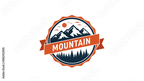 Mountain Adventure Emblem - A Vintage-Inspired Outdoor Logo Design.