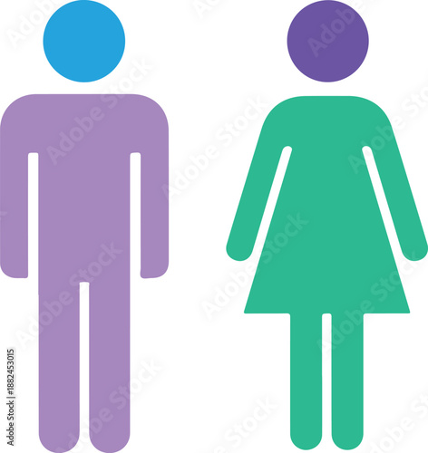 Stylized Gender-Neutral Restroom Signs Pictogram on Transparent Background Grid