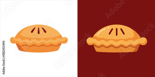 Warm and inviting golden brown pie illustration, a comforting sweet baked dessert graphic perfect for any menu or food concept