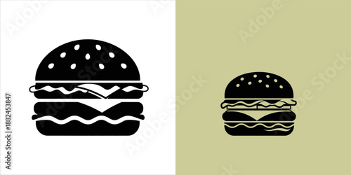 Minimalist black and white hamburger icon for menu, fast food, and restaurant designs