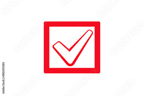 Free Download Red square checkbox with white check mark on transparent background for approval, selection, and vote - GFXLoad