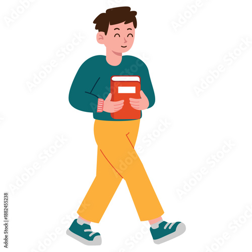 Illustration of a man holding a book