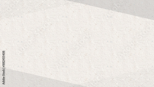 和紙テクスチャと青海波模様の三角装飾が特徴の和風背景。LP・Web広告・バナー・チラシに使える和の背景。Modern Japanese background with seigaiha pattern and geometric shapes.