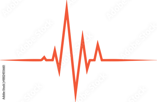 Orange heartbeat line graphic representing pulse rate and medical health monitoring, a vital sign illustration.