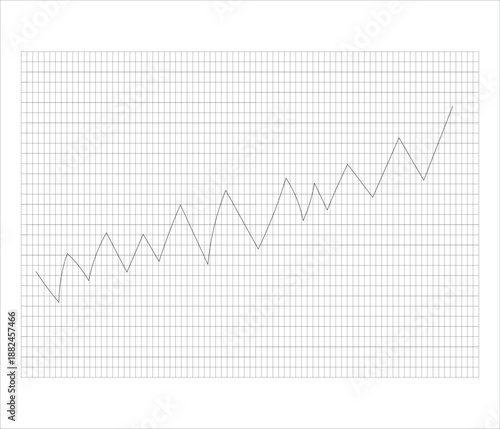 Black line graph on grid paper with fluctuating pattern