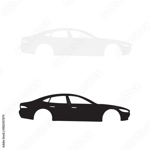 Black silhouette of a modern sedan car