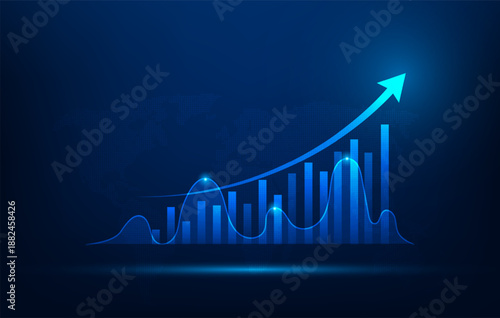 business investment finance stock trading growth background. chart finance increase. vector illustration fantastic technology.