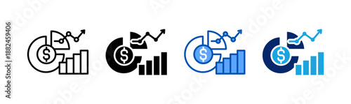 market penetration icon set multiple style collection